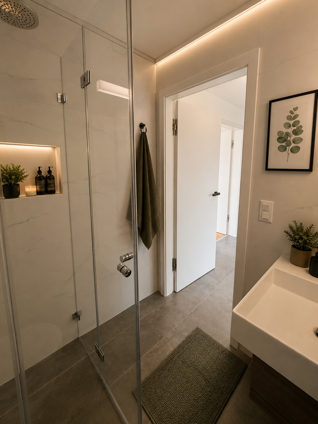 Modernes Badezimmer mit Walk-in-Dusche