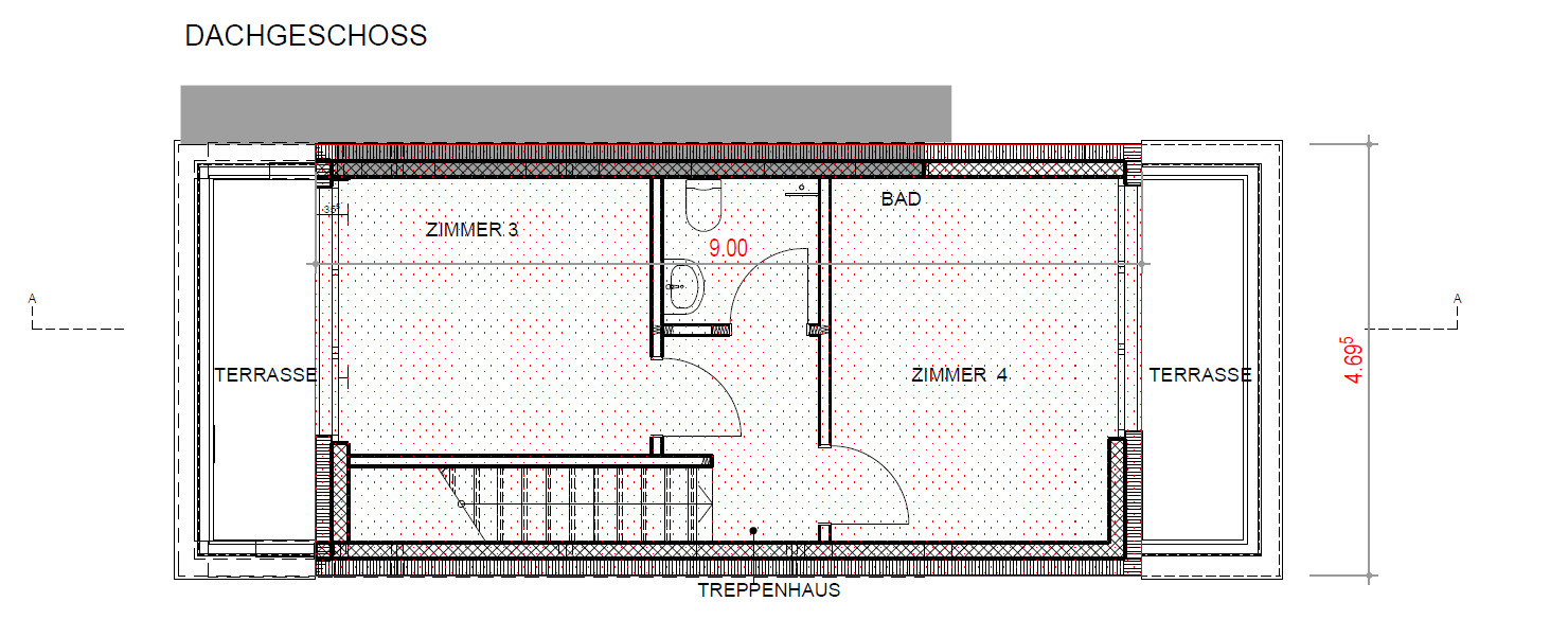 Dachgeschoss-Grundriss mit Terrasse