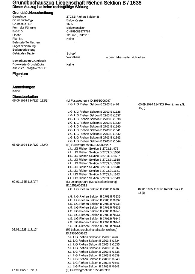 Grundbuchauszug / Dokumentenaufnahme
