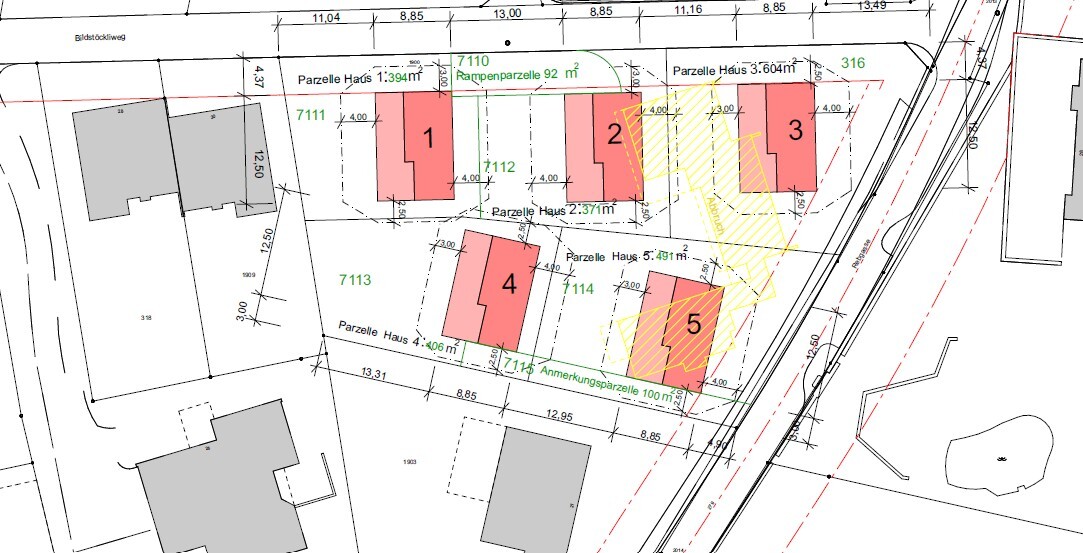 Lageplan mit Parzelleneinteilung
