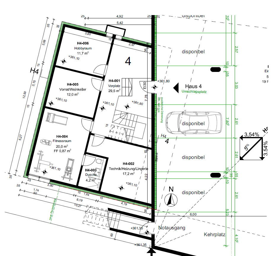 Keller-Grundriss mit Hobbyraum, Weinkeller und Technikbereich