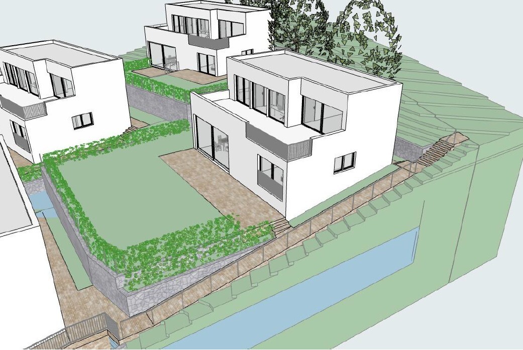 Moderne Villenanlage mit Garten und Terrassen