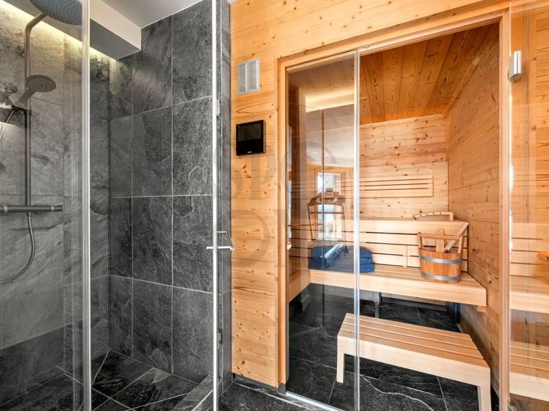 Sauna mit angrenzender Dusche