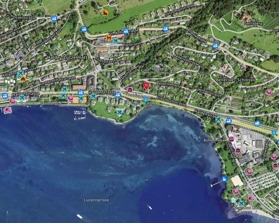 Satellitenansicht am Seeufer