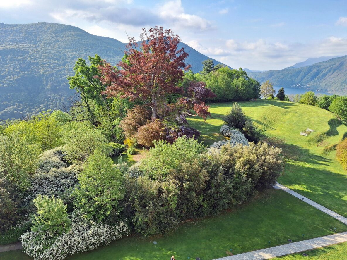 Landschaftsgarten mit Berg- und Seeblick
