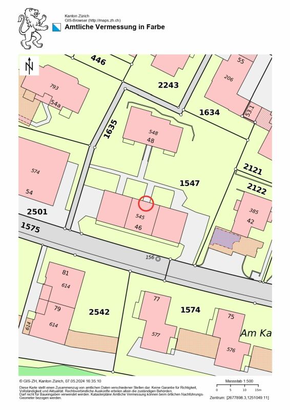 Kataster-/Lageplan mit markiertem Grundstück