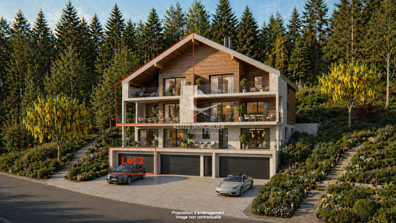 Moderner Holzbau mit Hanglage und Garagenebene