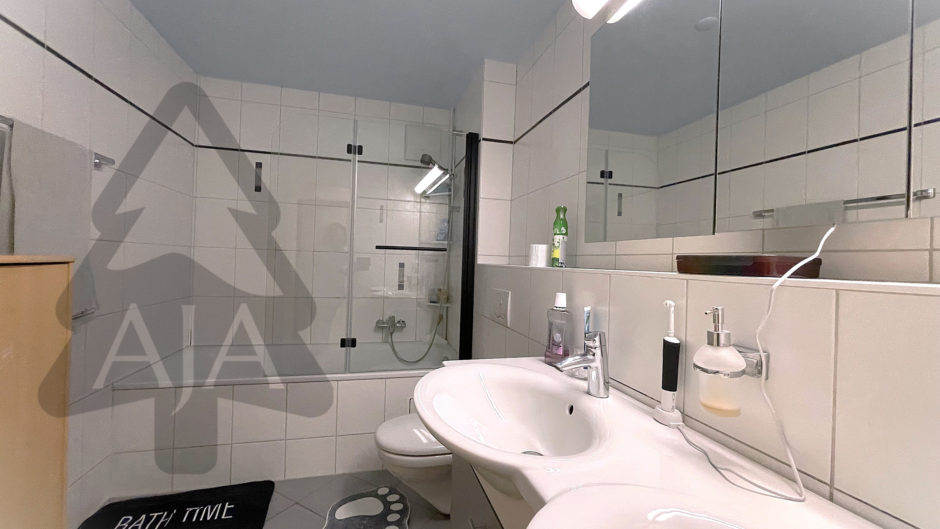 Modernes Badezimmer mit Dusche und Waschtisch