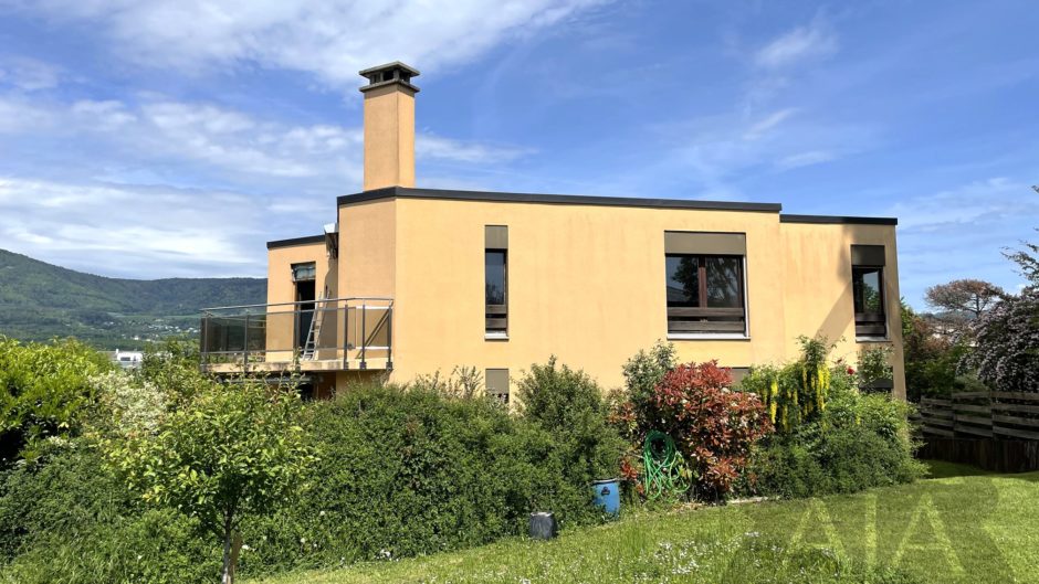 Moderne Hausfassade mit Garten
