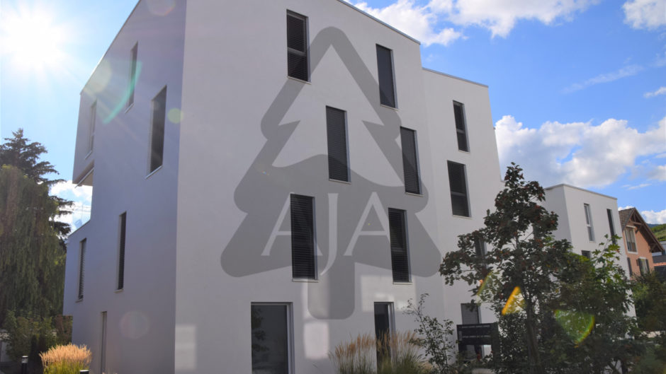 Modernes Wohngebäude mit heller Fassade