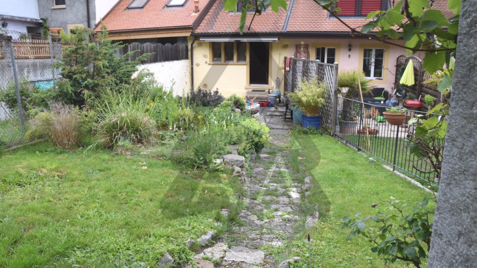 Garten mit Haus und Terrasse