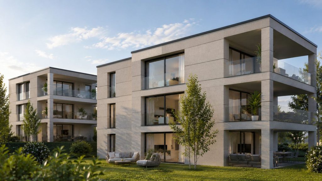Moderne Wohnanlage mit großzügigen Balkonen