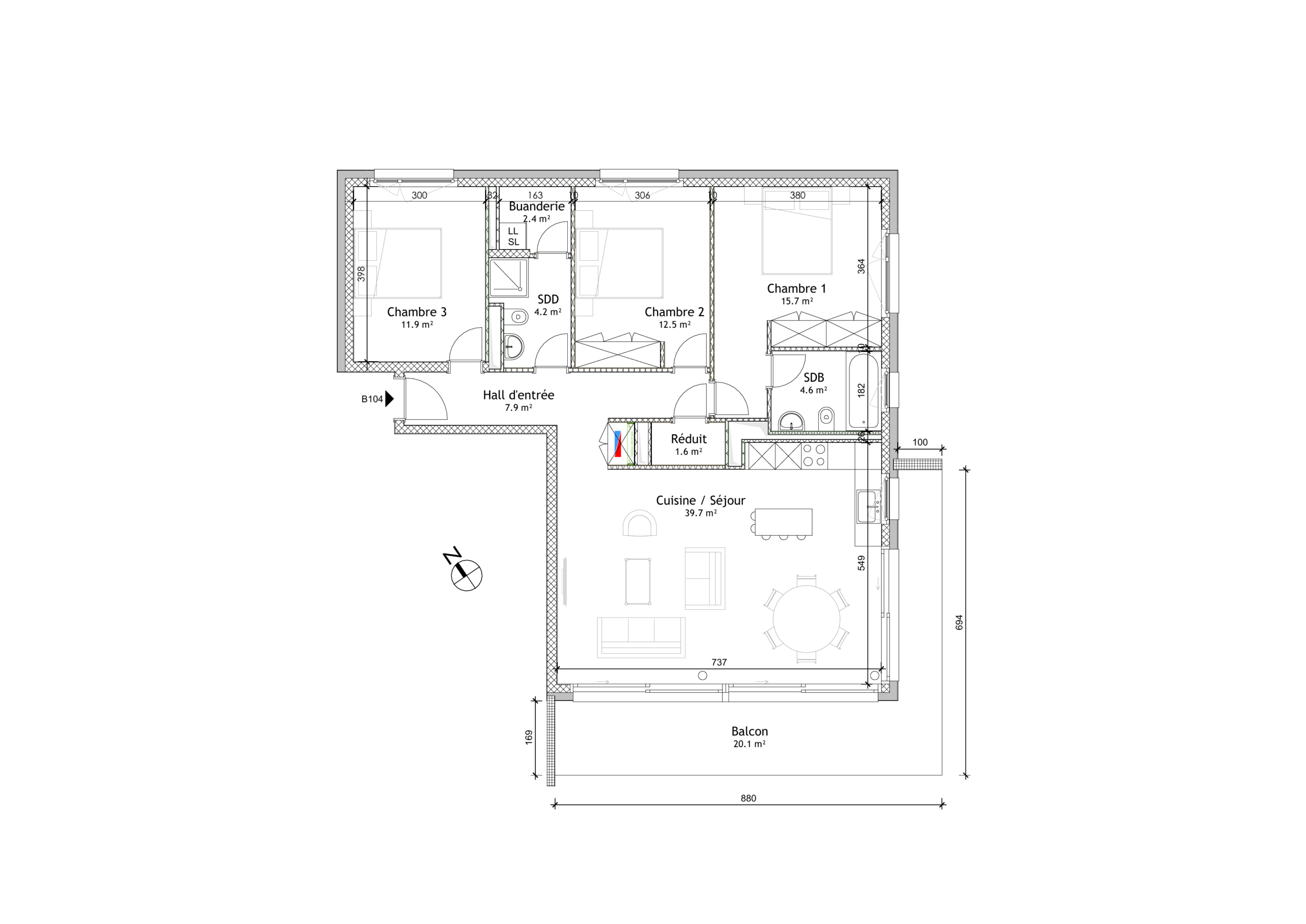 Wohnungsgrundriss mit Balkon