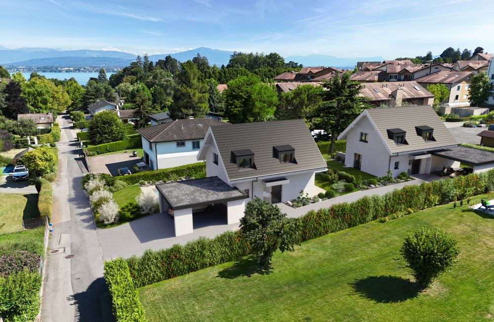 Moderne Häuser mit Seeblick