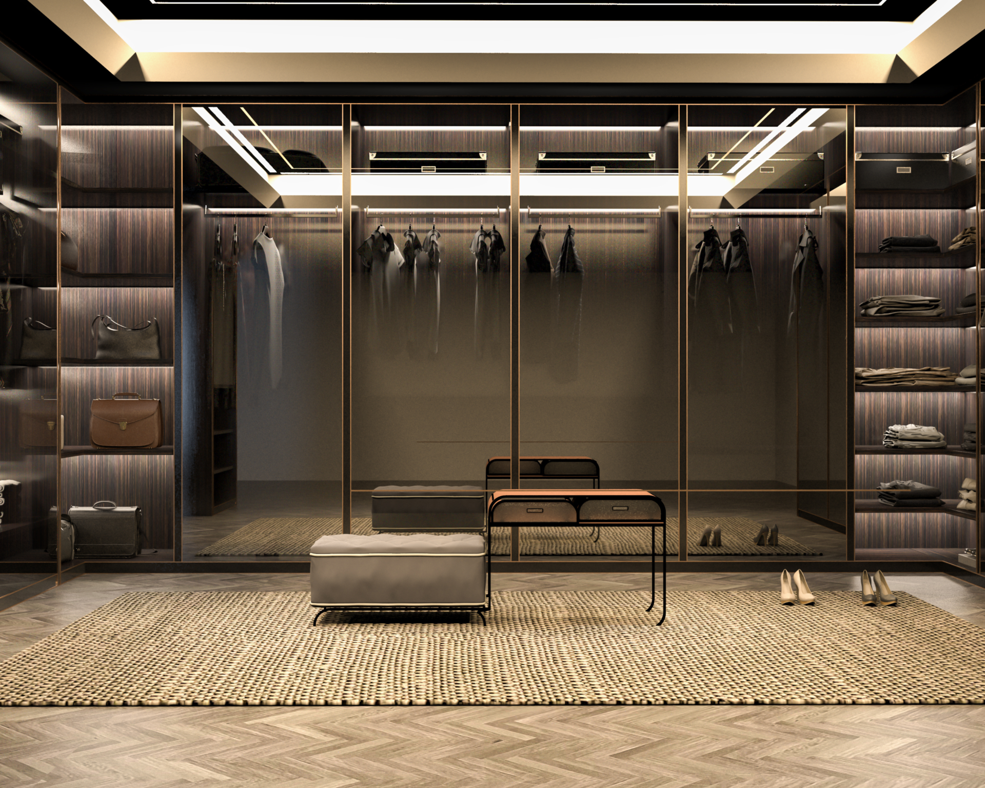 Luxuriöser begehbarer Kleiderschrank