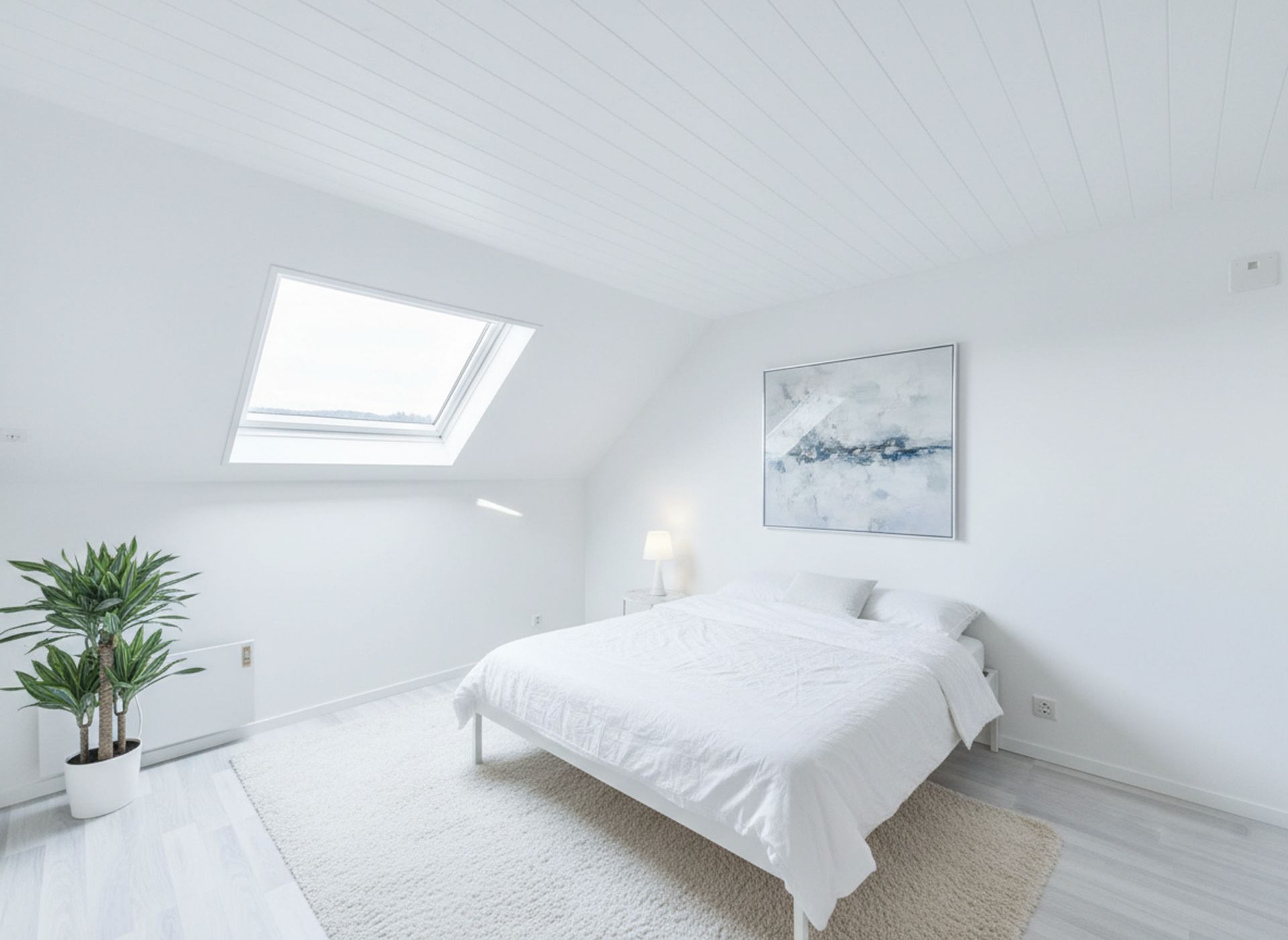 Helles Schlafzimmer mit Dachfenster