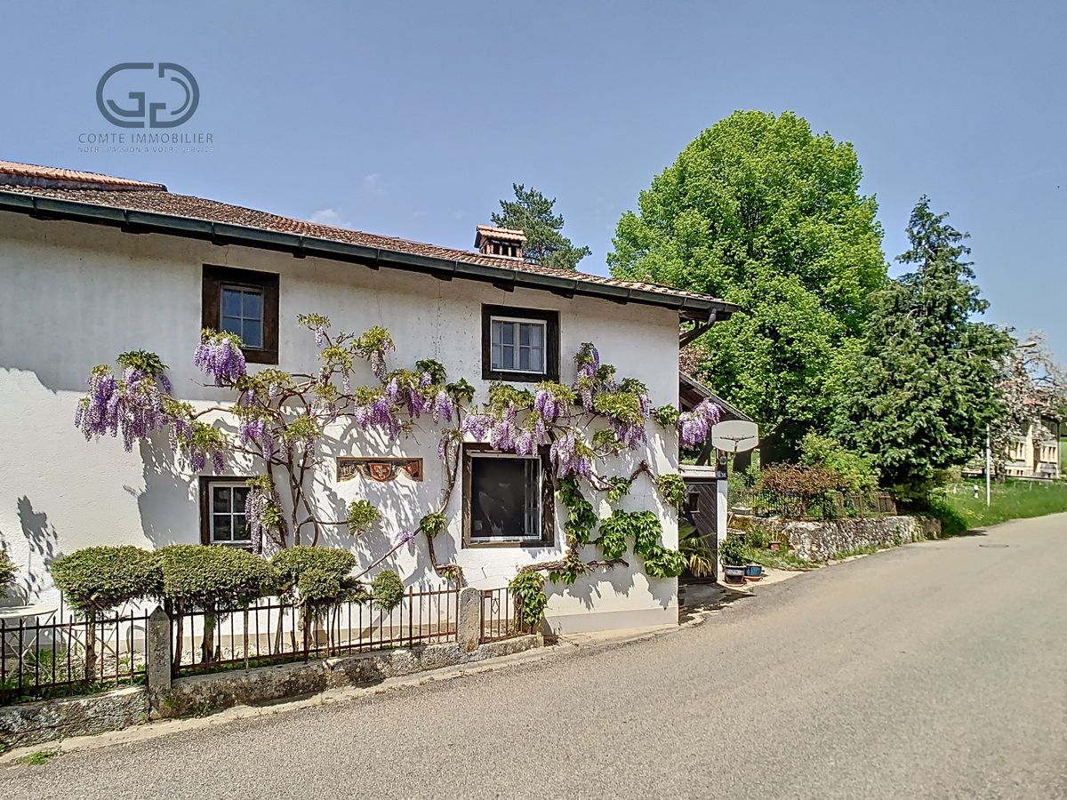 Landhaus mit blühender Fassade an ruhiger Straße