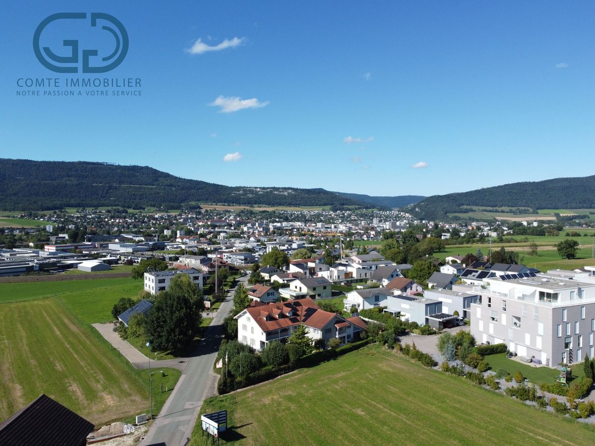 Luftaufnahme eines Wohngebiets im Tal