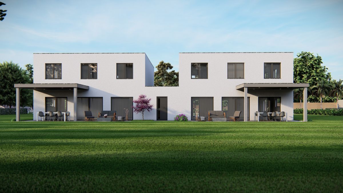 Doppelhaus mit moderner Kubusarchitektur