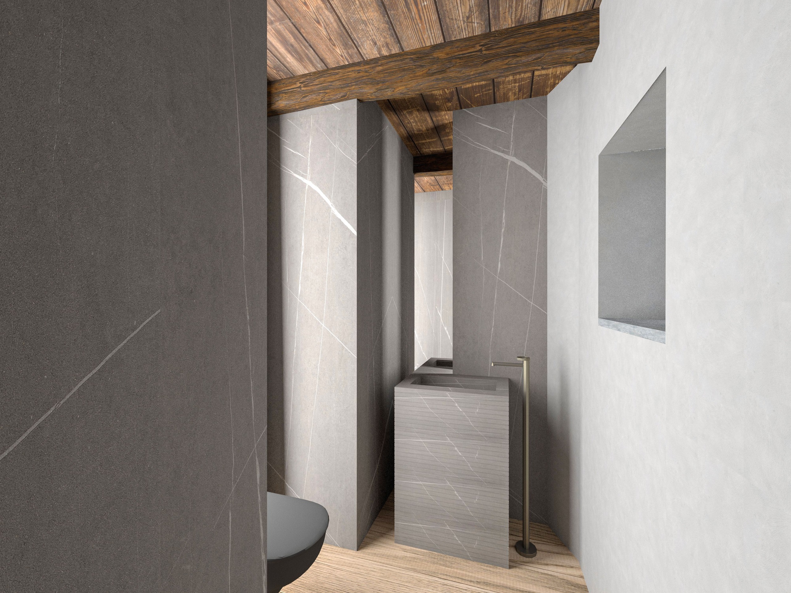 Modernes Badezimmer mit Natursteinoptik