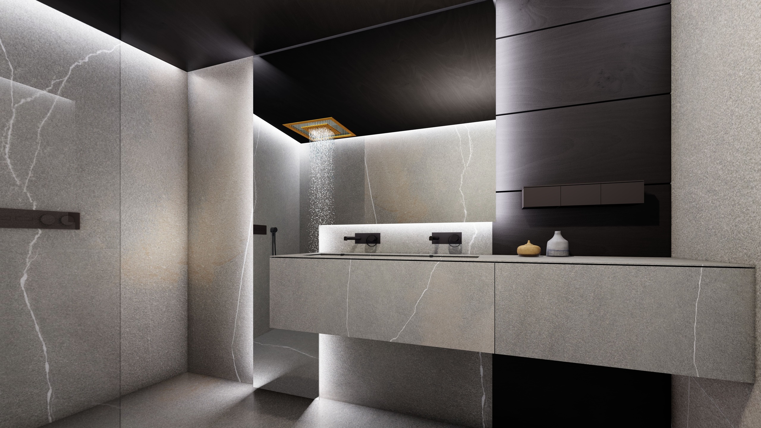 Modernes Bad mit großer Walk-in-Dusche