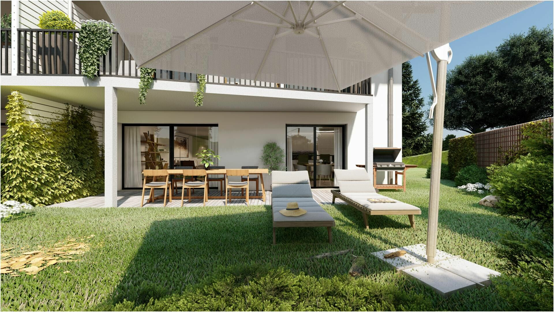 Garten-Terrasse mit Lounge und Esstisch