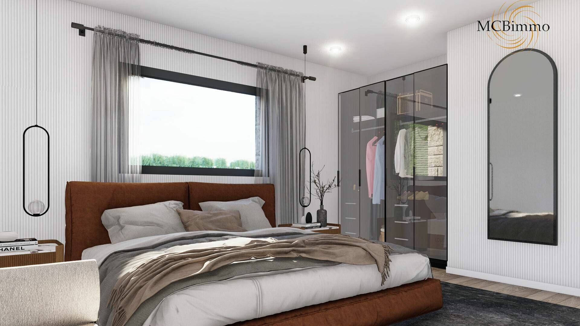 Modernes Schlafzimmer mit Ankleidezimmer