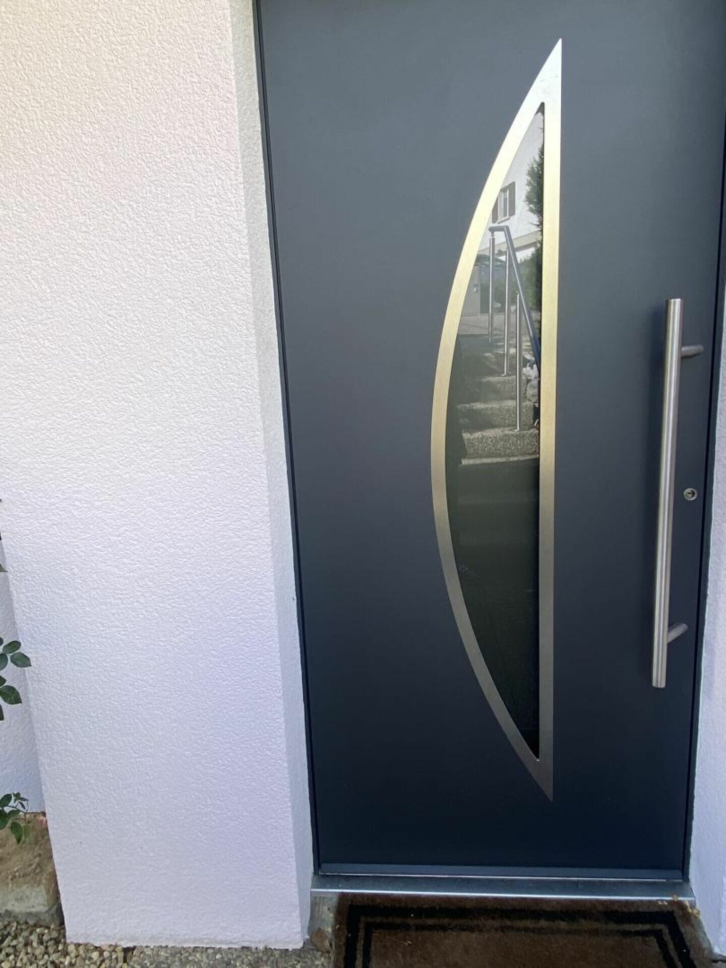 Moderne Hauseingangstür mit Glaseinsatz