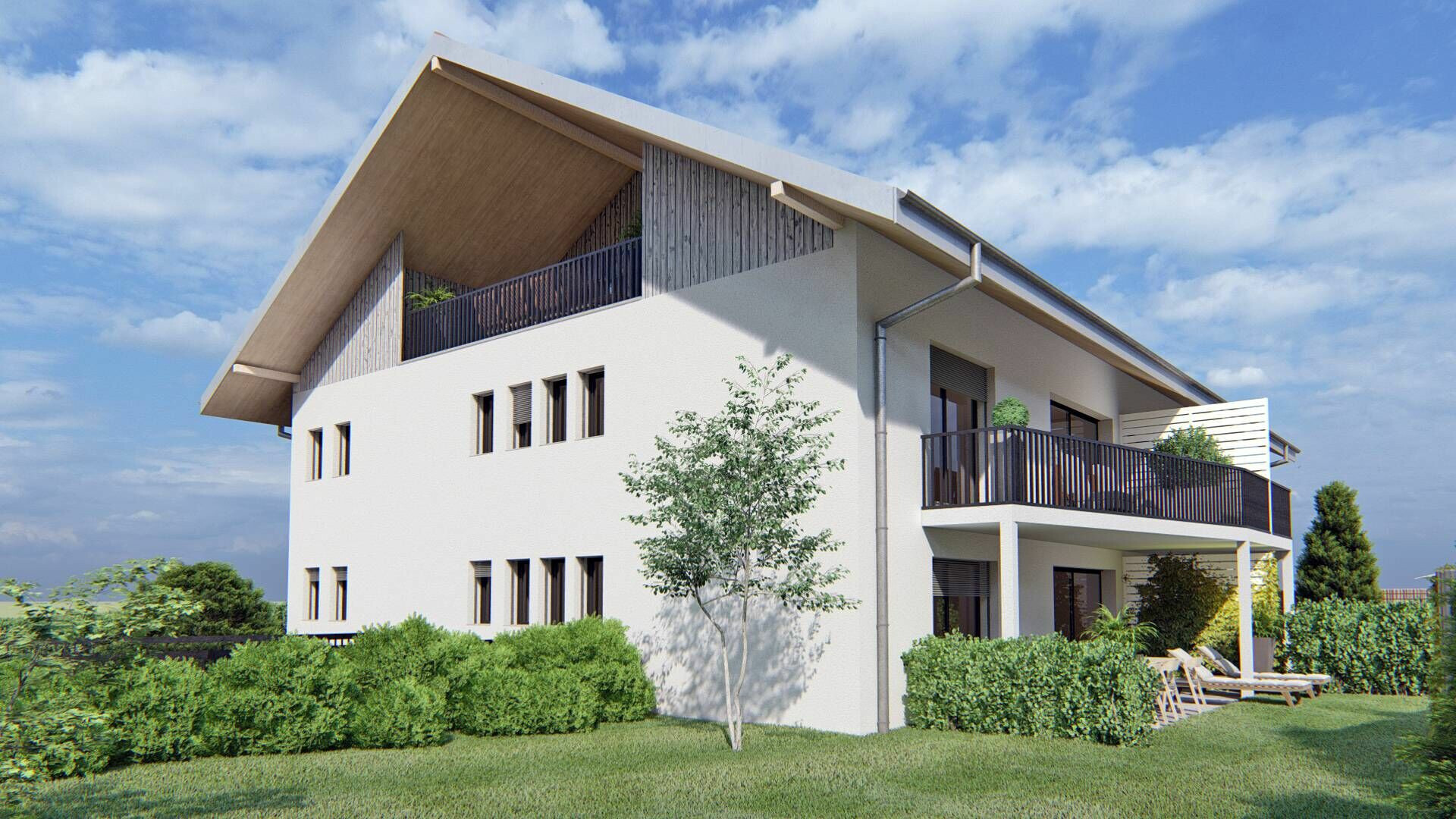 Modernes Einfamilienhaus mit Satteldach und Balkon