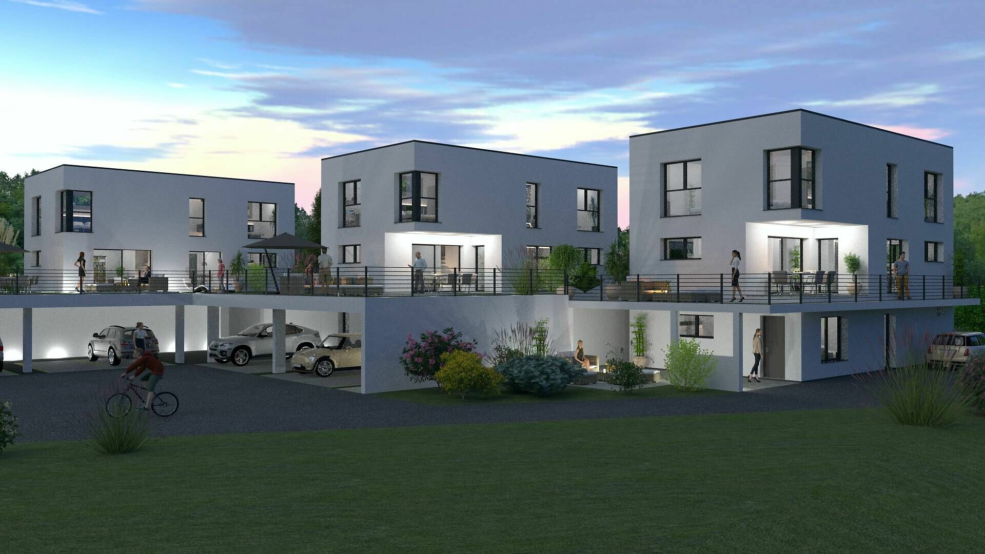 Moderne Wohnanlage mit Terrassen und Tiefgarage