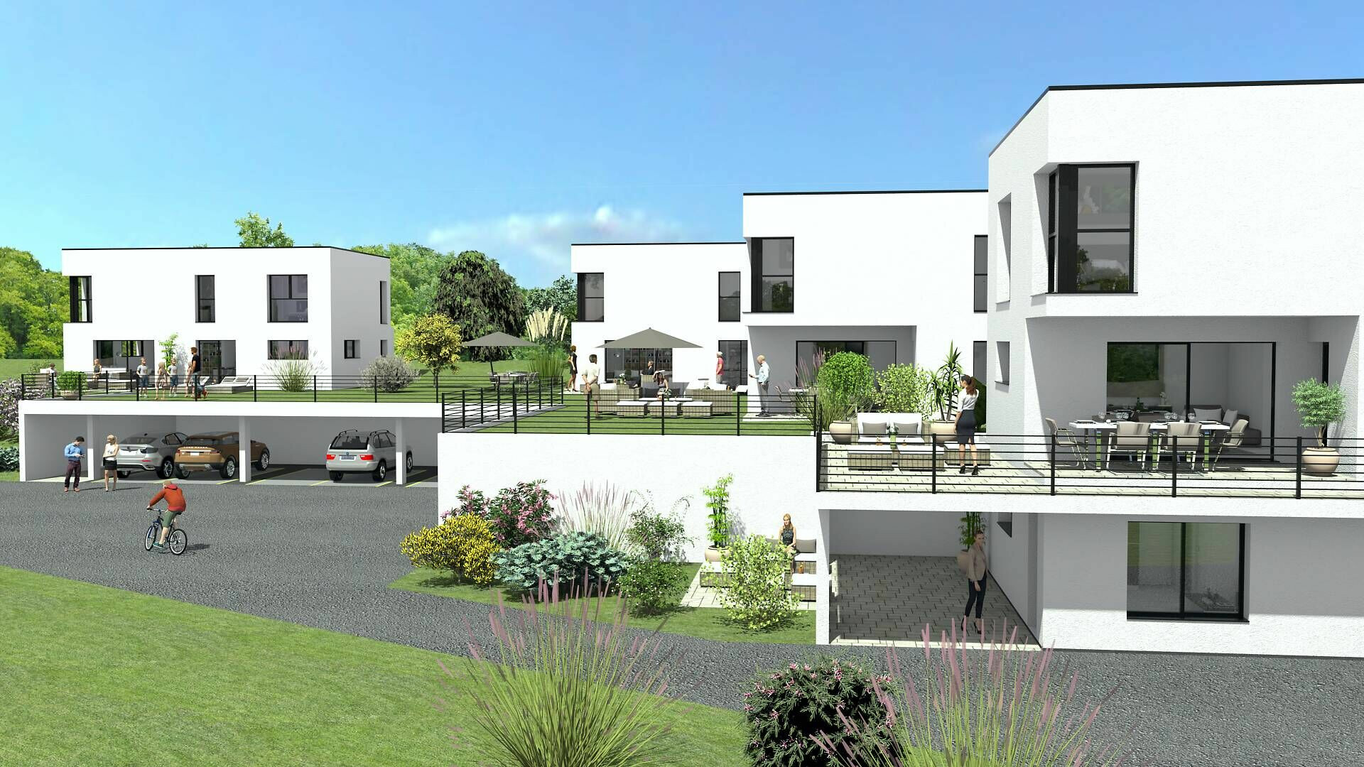Moderne Wohnanlage mit Terrassen und Tiefgarage