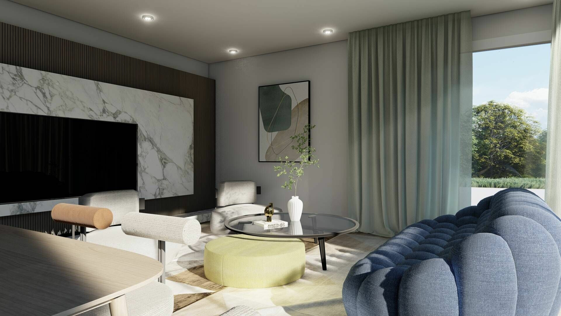 Modernes, stilvoll gestaltetes Wohnzimmer