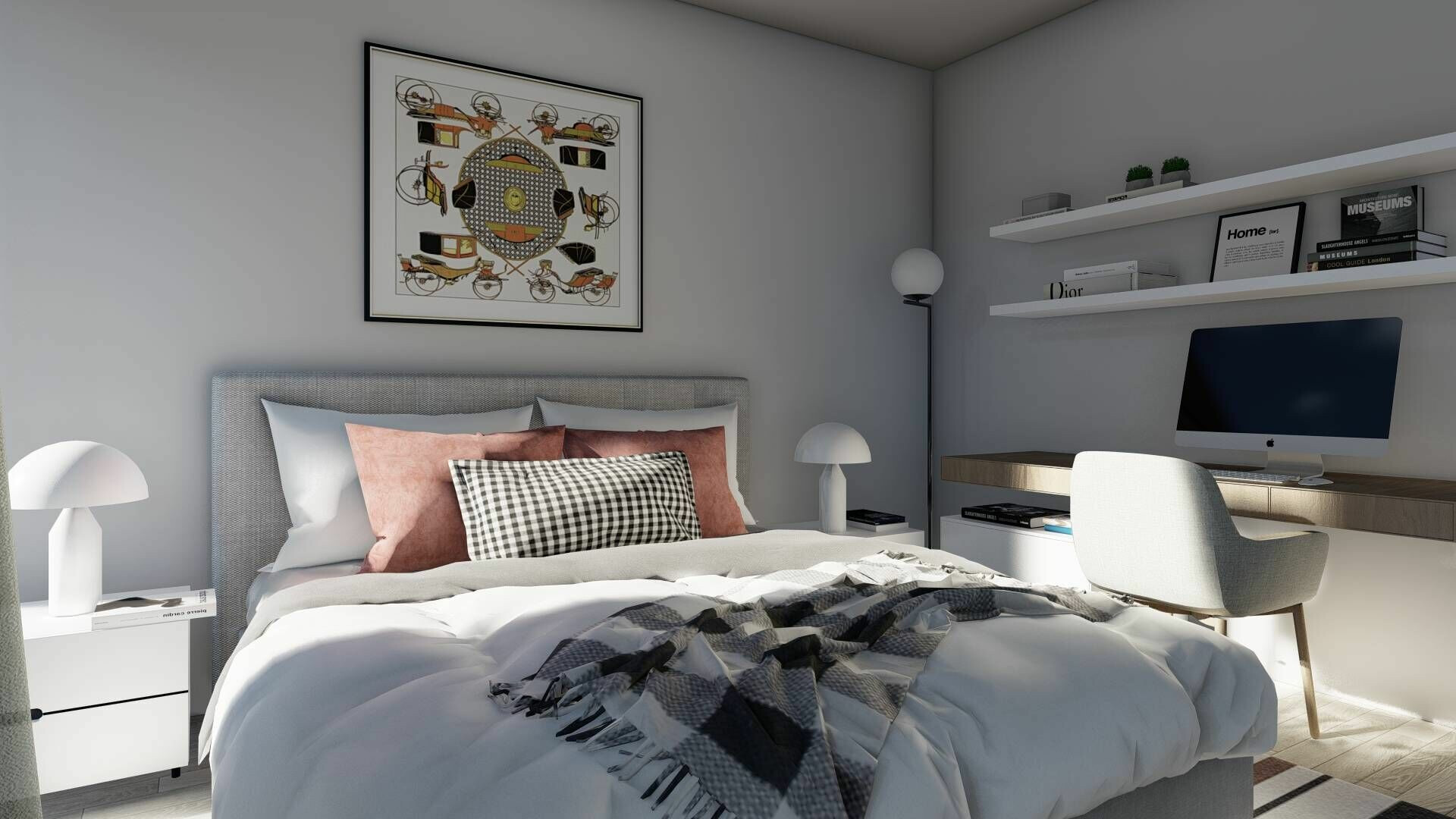 Modernes Schlafzimmer mit Arbeitsbereich
