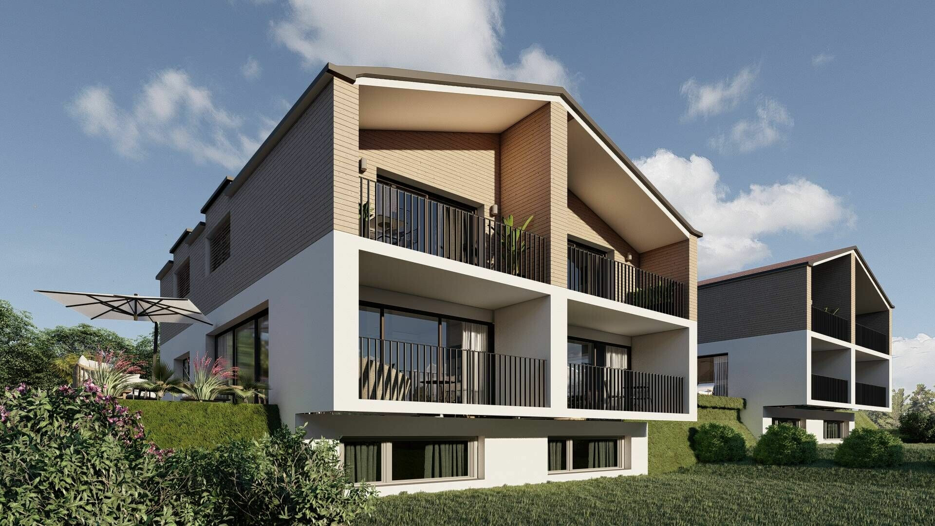 Moderne Wohnanlage mit großzügigen Balkonen