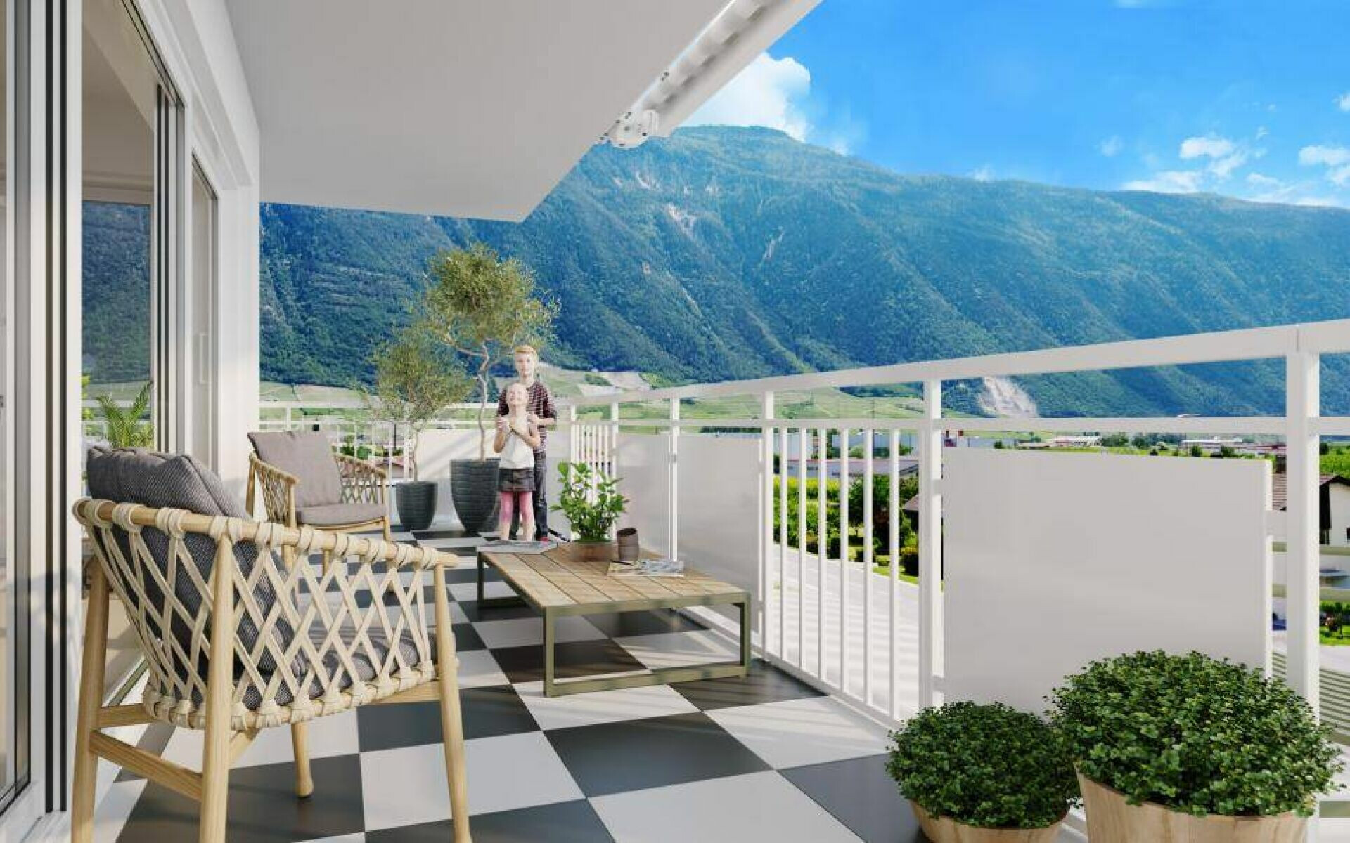 Balkon mit Bergblick