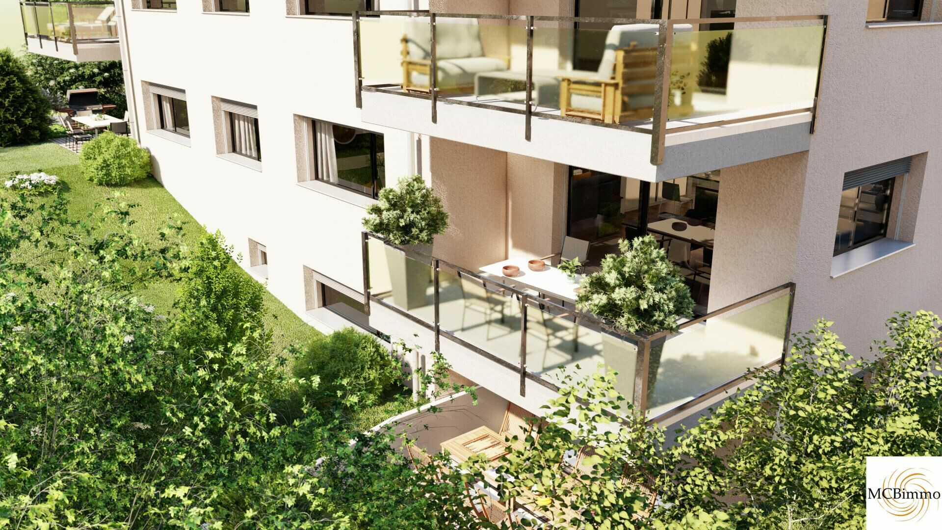 Balkone mit Gartenansicht