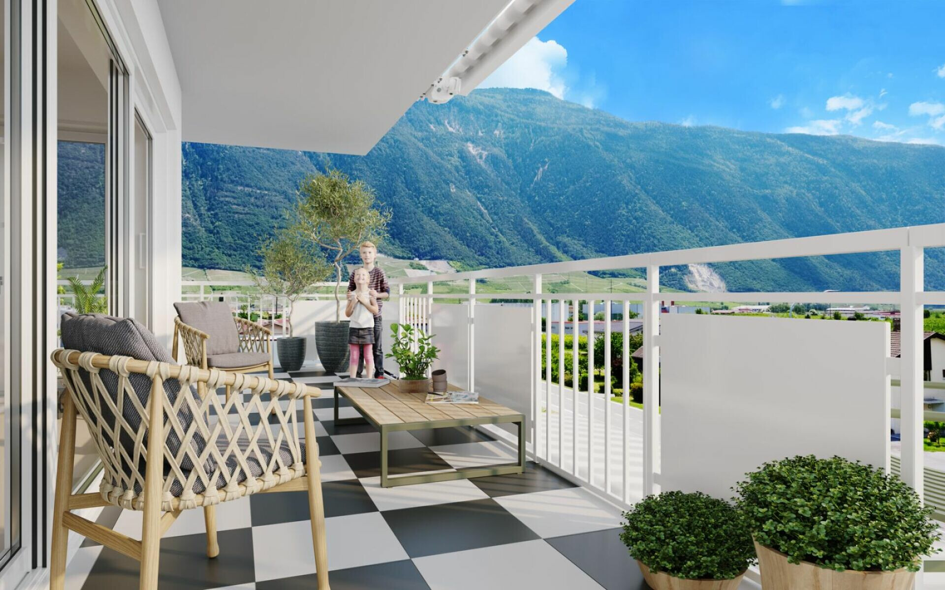 Balkon mit Bergblick