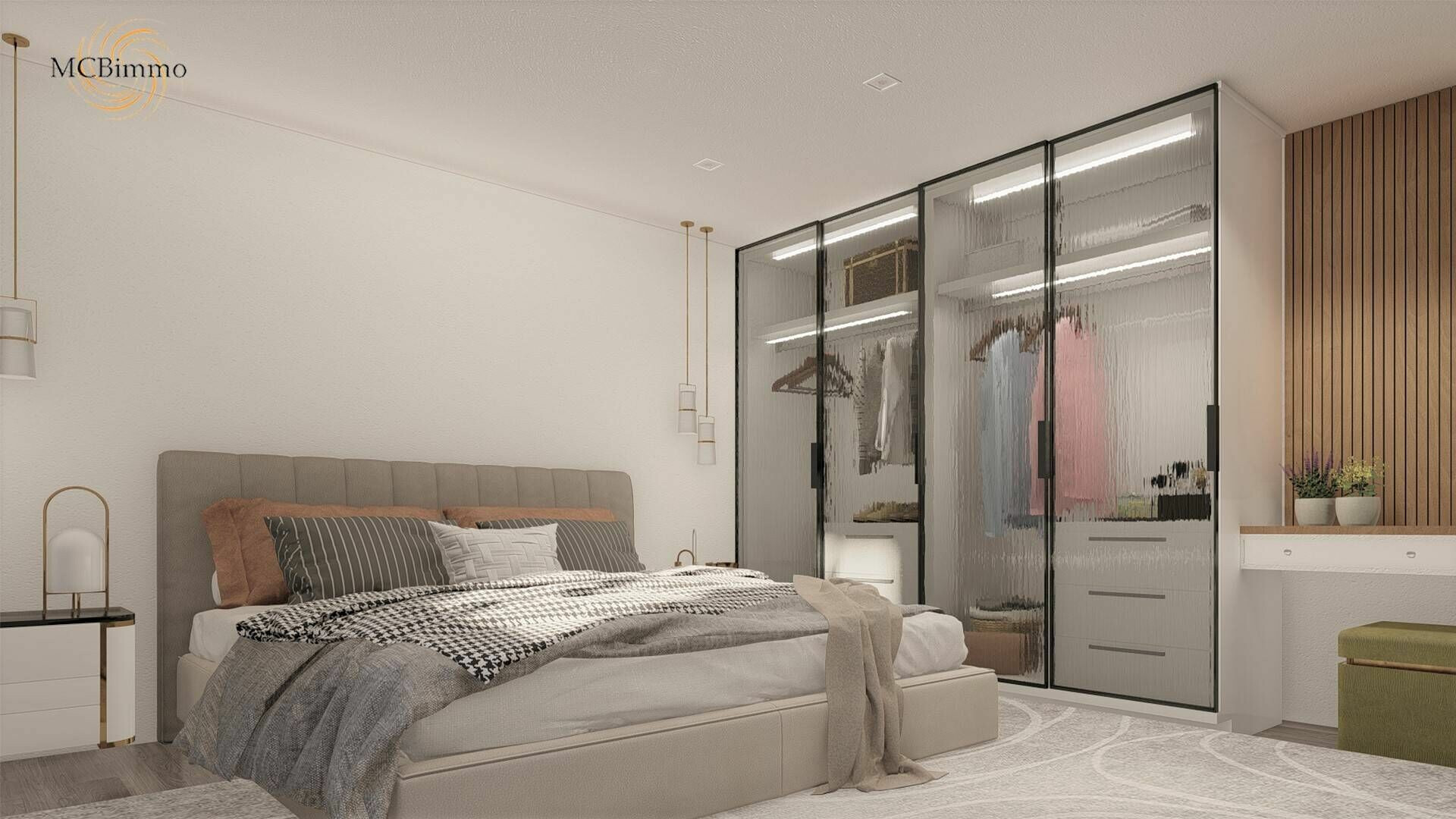 Modernes Schlafzimmer mit Ankleidebereich