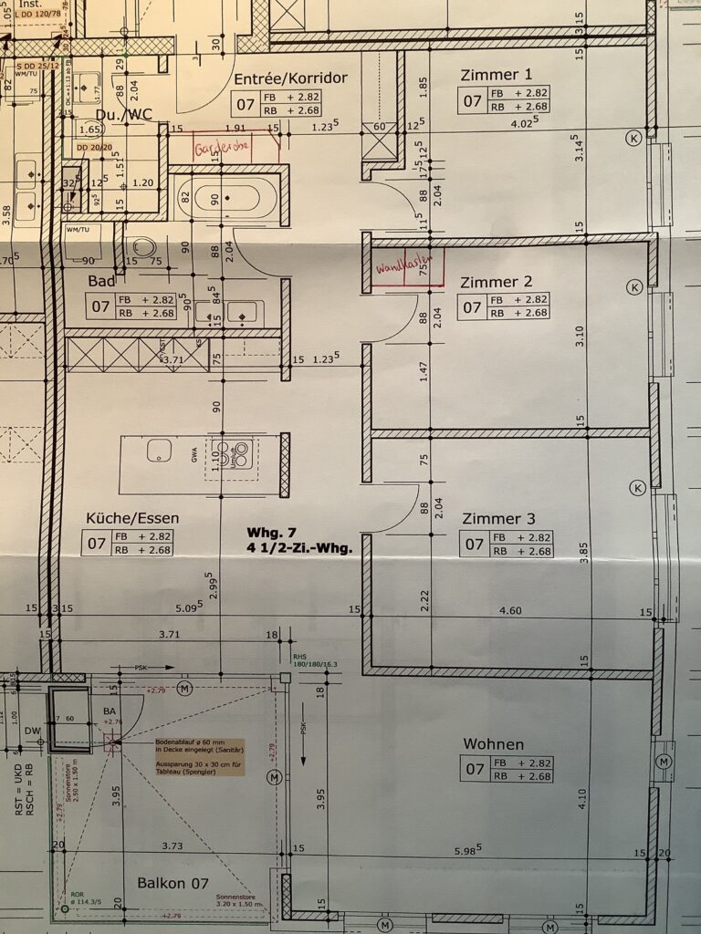 Grundriss einer 4 1/2-Zimmer-Wohnung