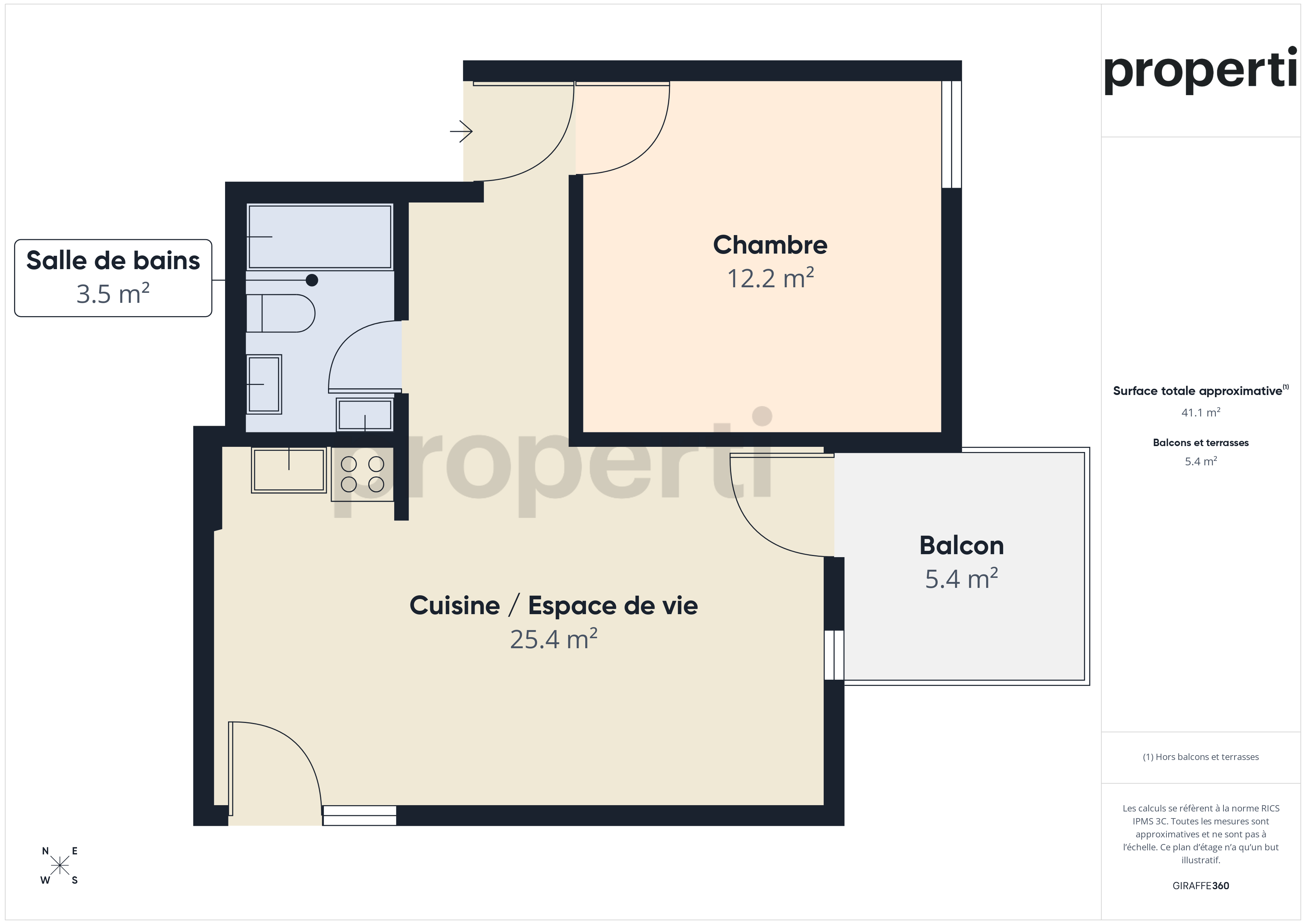 Grundriss einer Wohnung mit Balkon