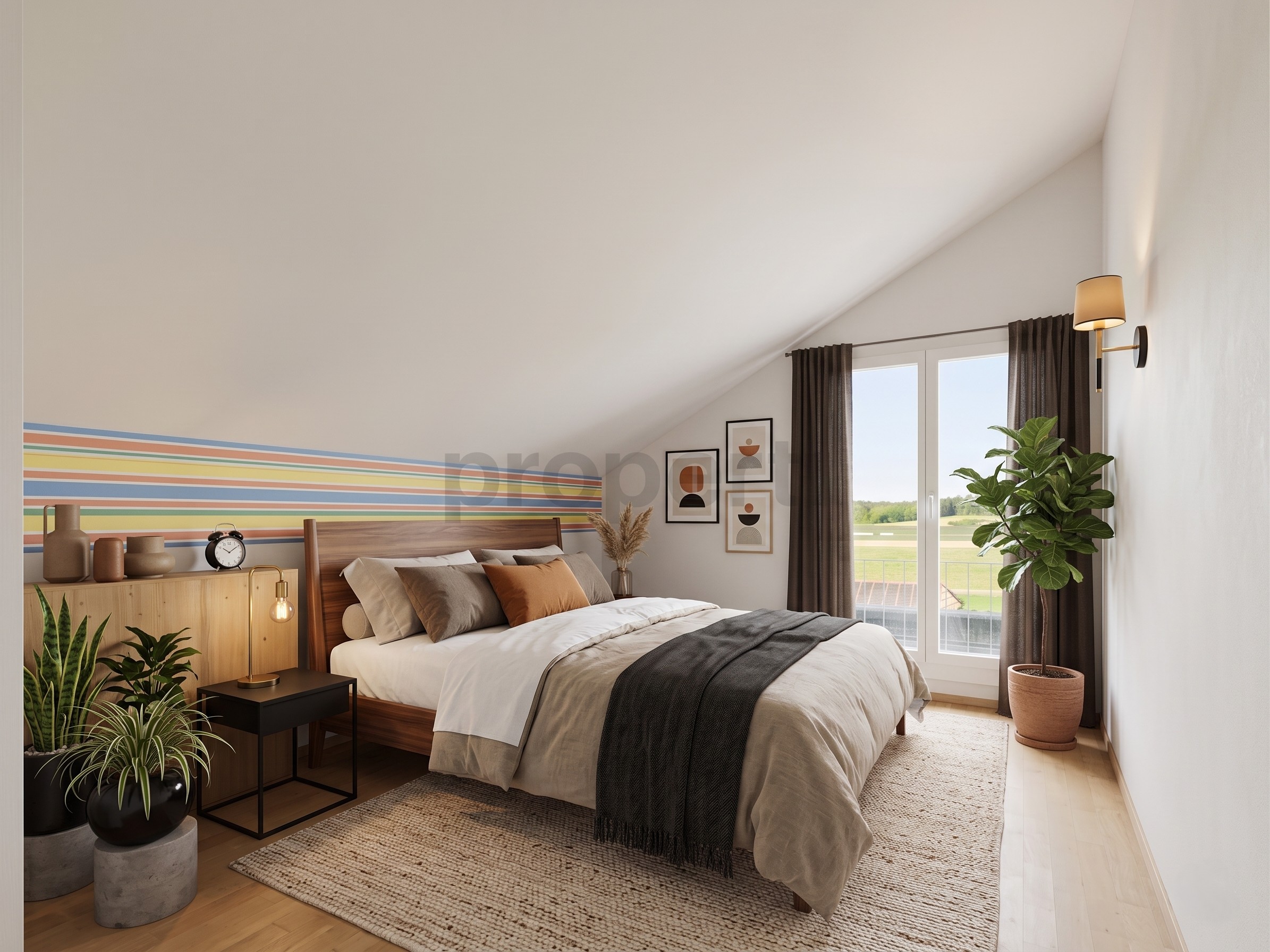 Helles Schlafzimmer im Dachgeschoss
