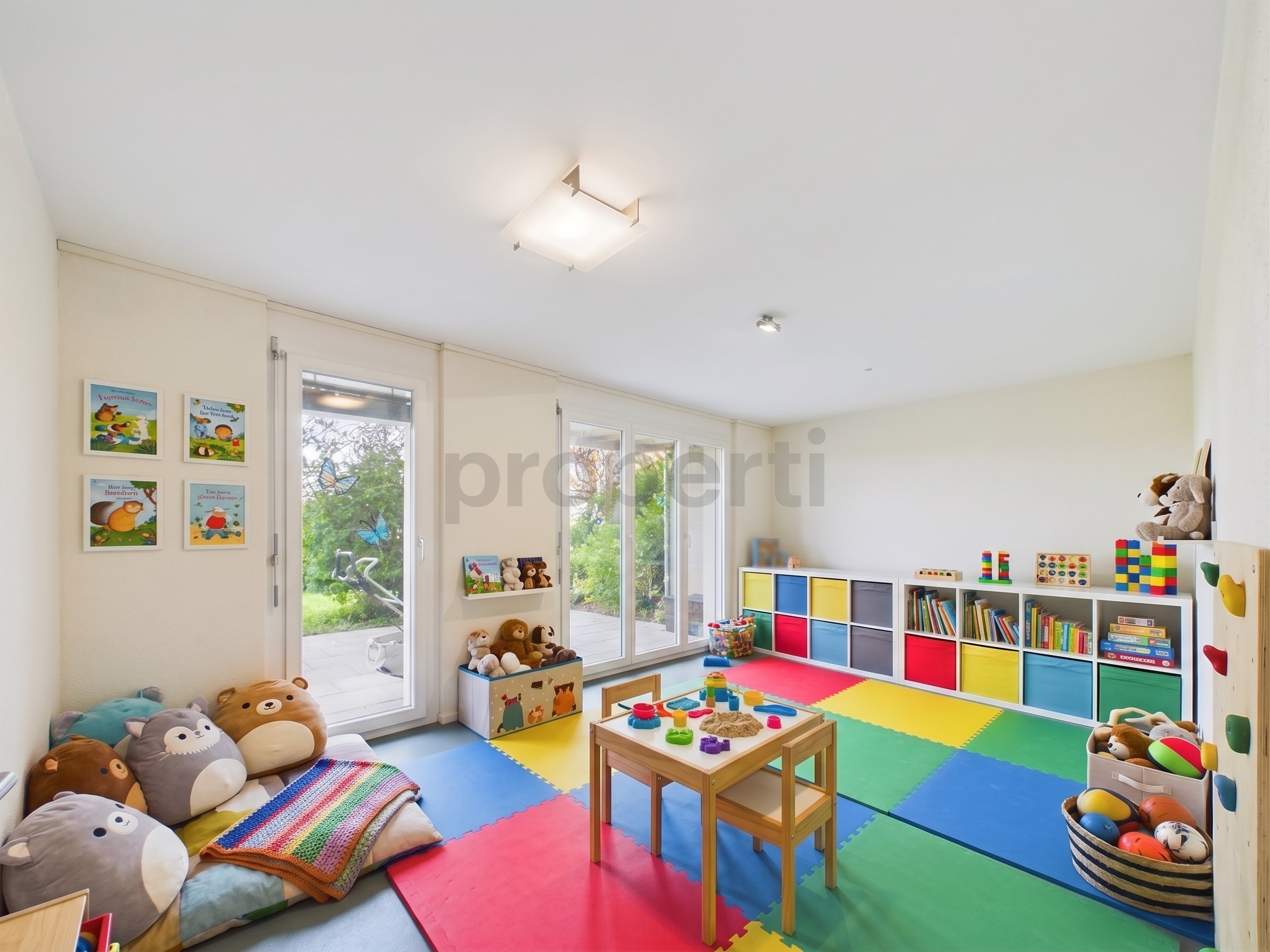 Kinderzimmer mit farbenfrohem Spielbereich