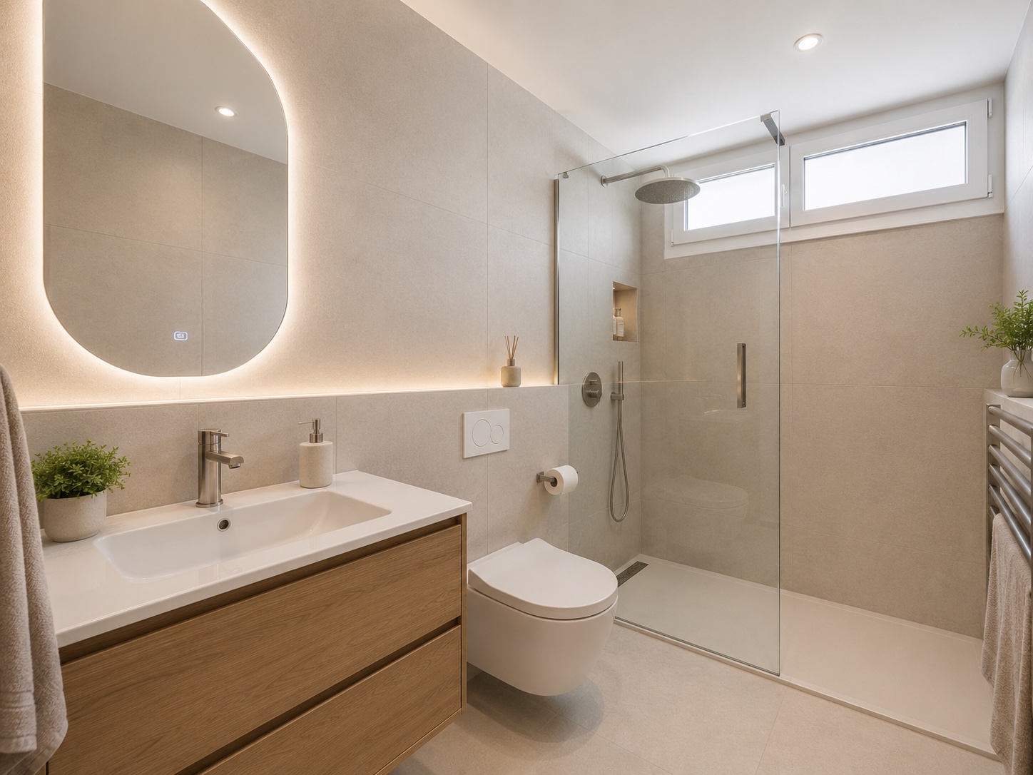 Modernes Badezimmer mit Walk-in-Dusche