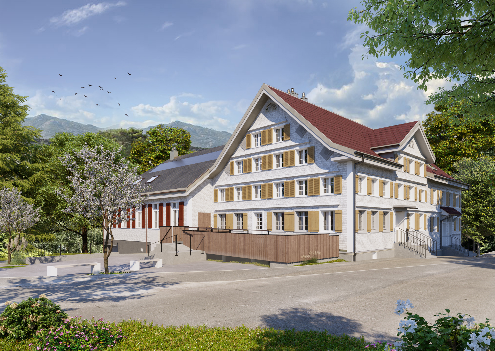 Historisches Wohnhaus mit Satteldach und Garten
