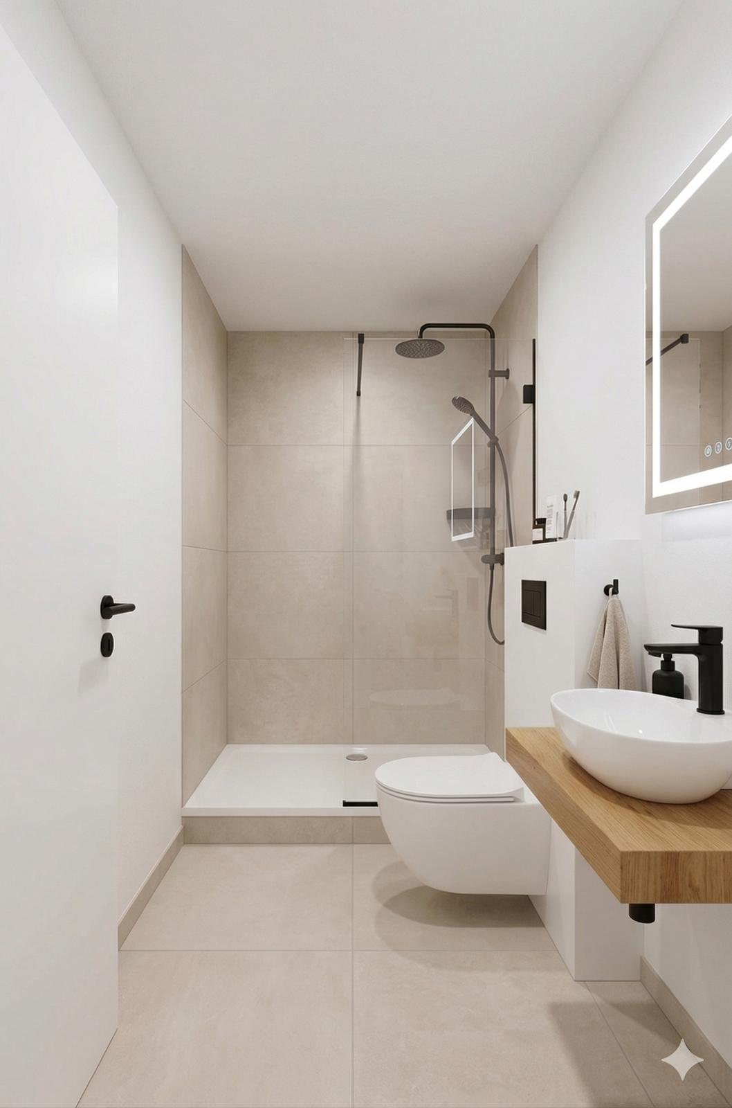 Modernes Bad mit Walk-in-Dusche