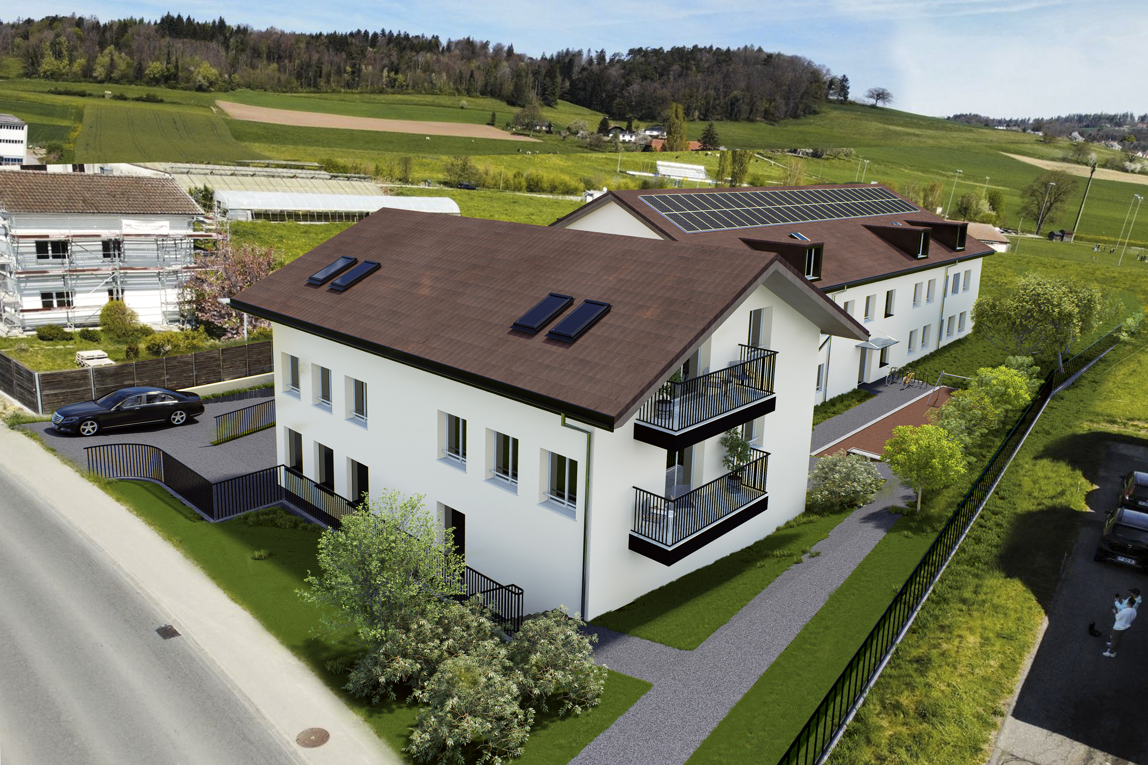 Moderne Wohnanlage in ländlicher Umgebung