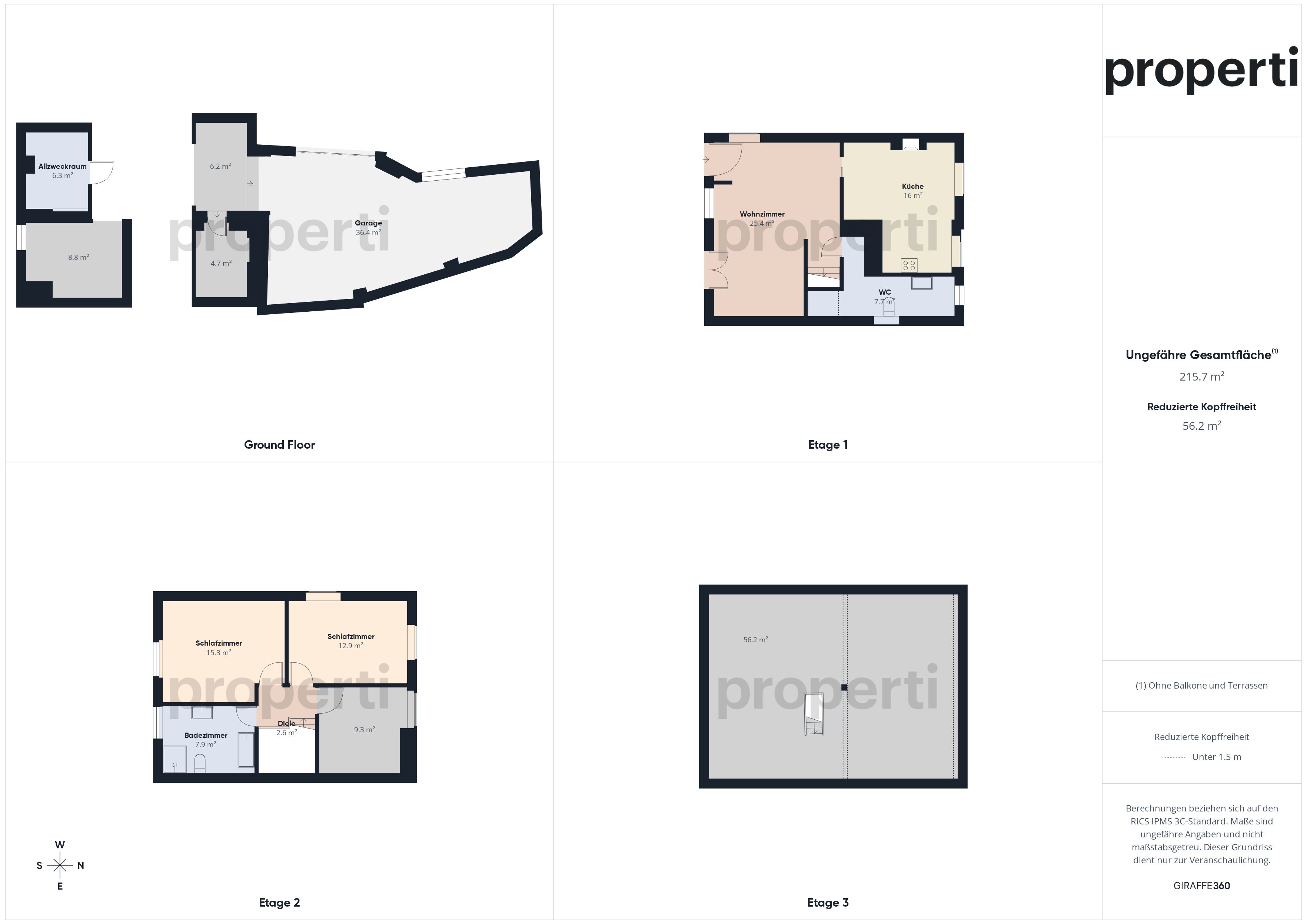 Grundriss eines mehrgeschossigen Hauses