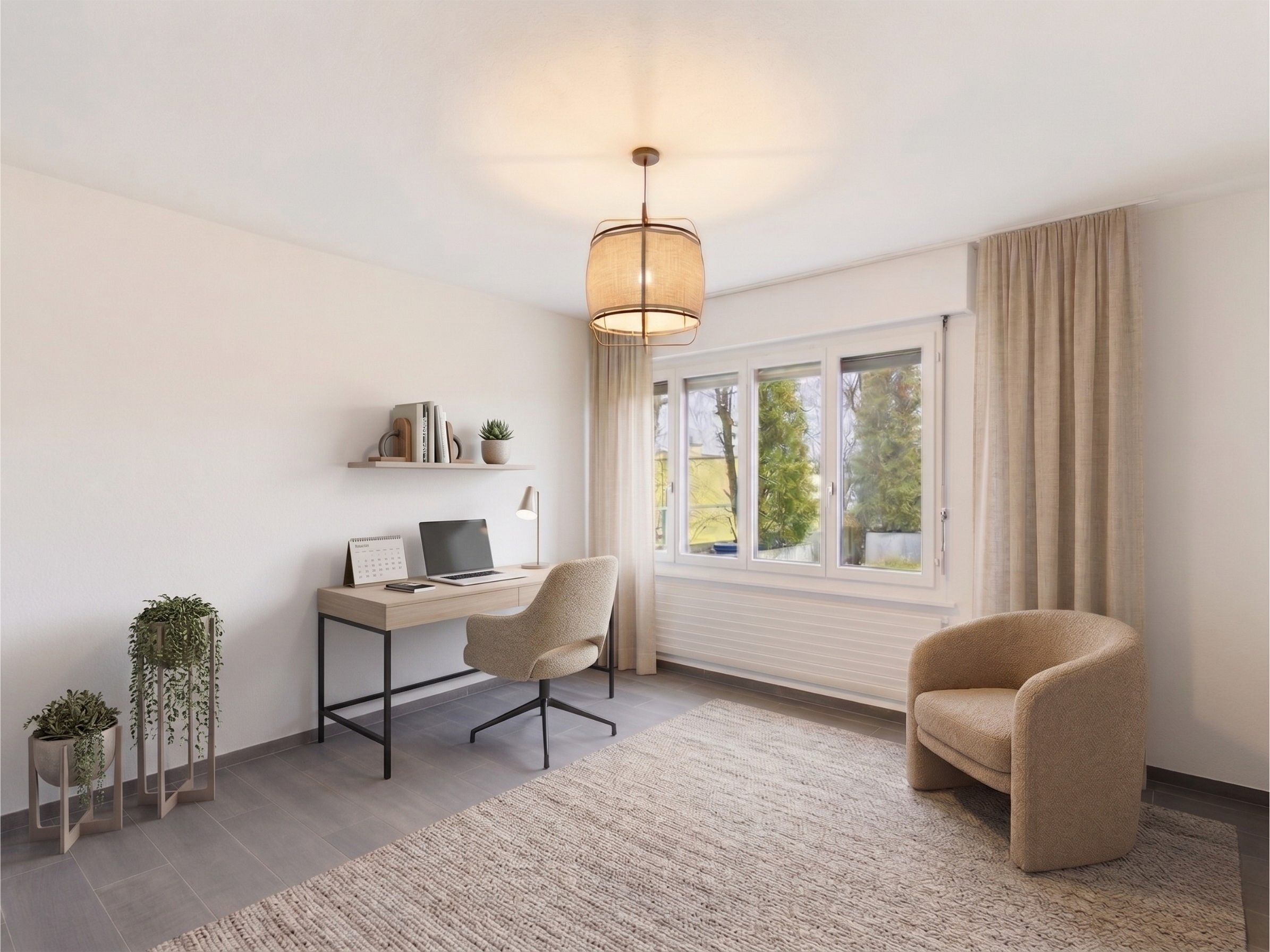 Helles Arbeitszimmer mit skandinavischem Flair