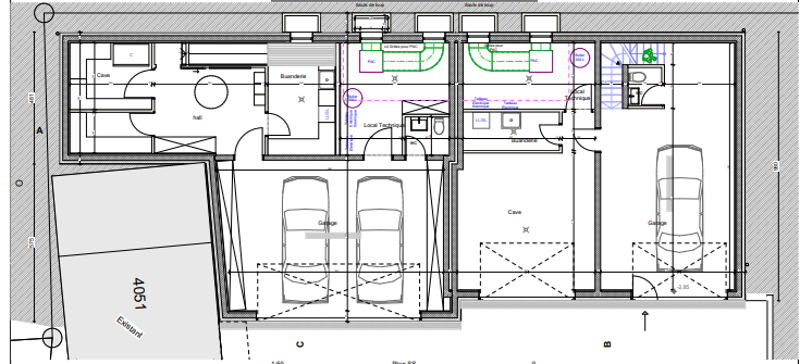 Grundriss mit Garage und Nebenräumen