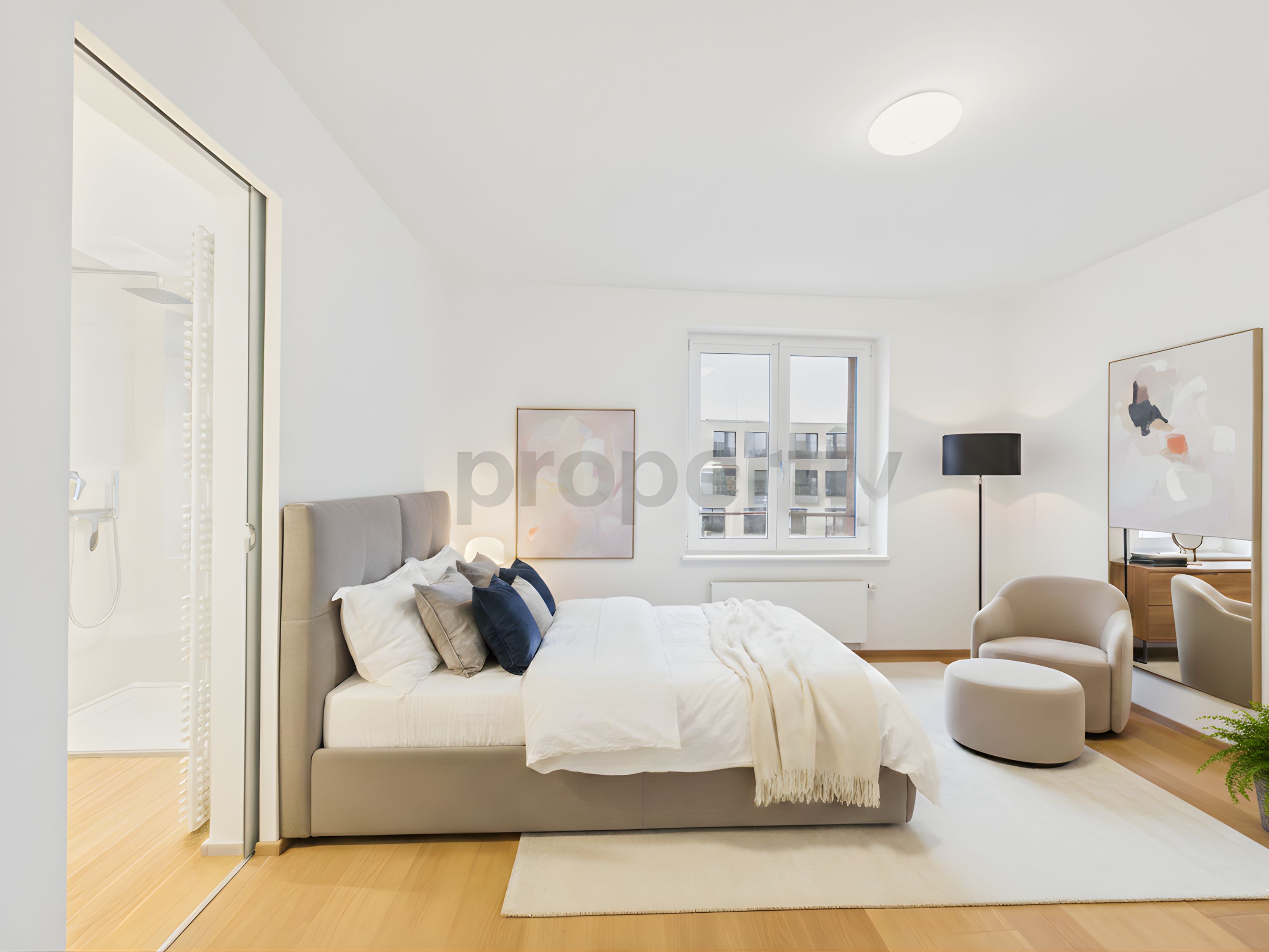 Helles, modernes Schlafzimmer